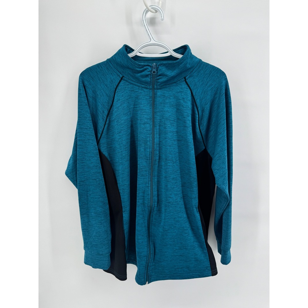 St. John's Bay Active Women 0X Teal Space Dye Full Zip Quick-Dri Jacket Top